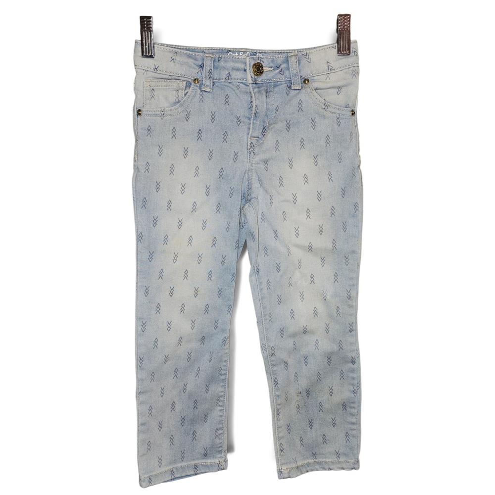 Cat‎ & Jack Super Skinny Jeans Girls Size 6 Light Blue Good Arrow Print Denim